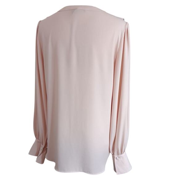 WHBM Pale Blush Pink Ruffled Top Blouse Medium Dressy Event Career Classic VNeck - Picture 3 of 8